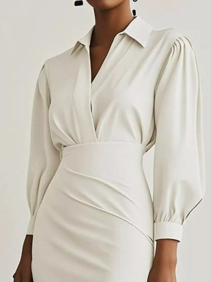 Hazel Blues® |  Ruched Midi Shirt Dress with Side Slit