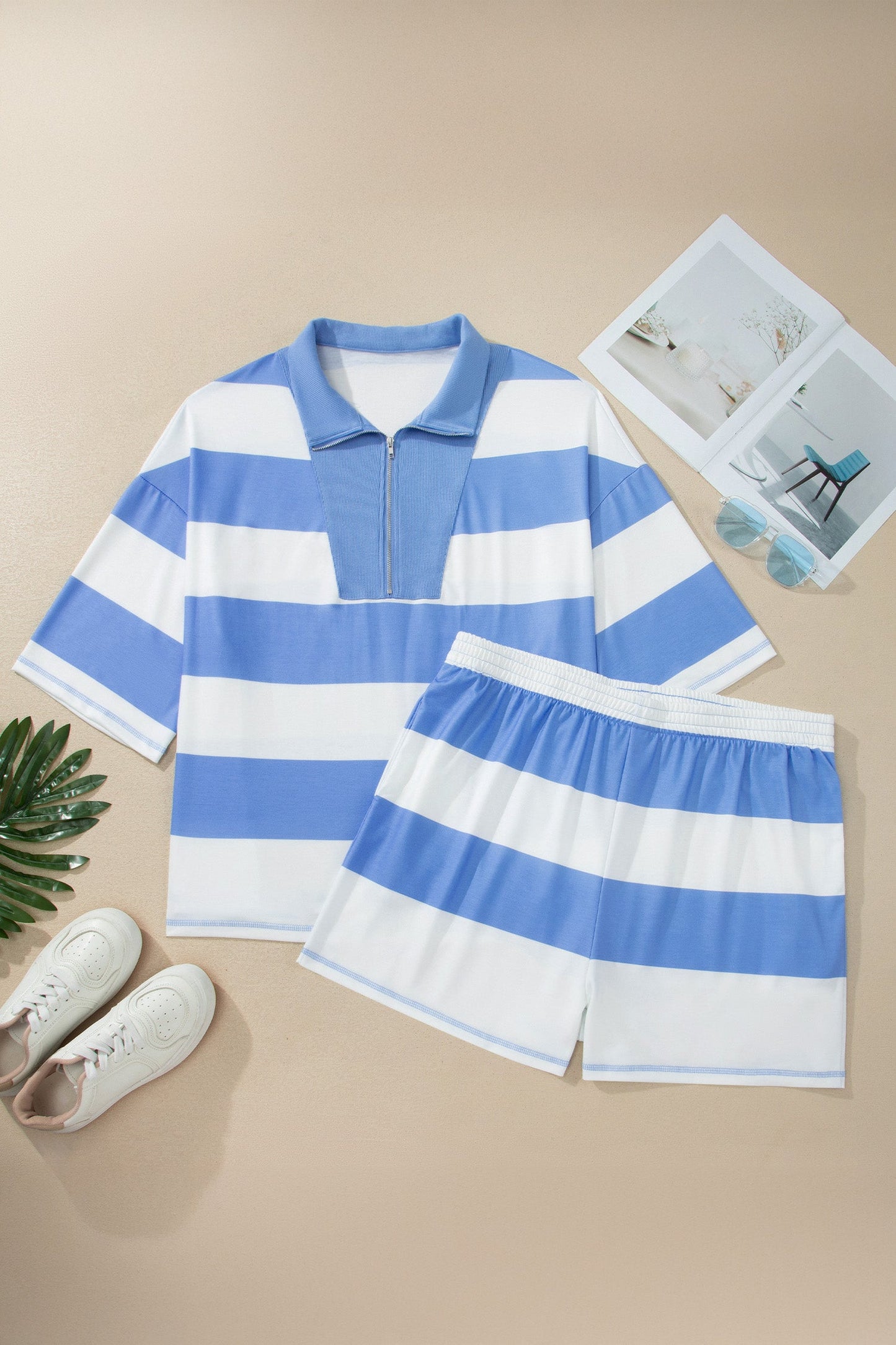 Hazel Blues® |  Stripe Right Shorts | Sky Blue Shorts