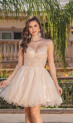 Glitter-Tulle Short A-Line Homecoming Dress 3336