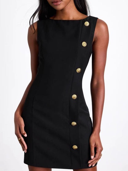 Hazel Blues® |  Button Decor Sleeveless Mini Dress