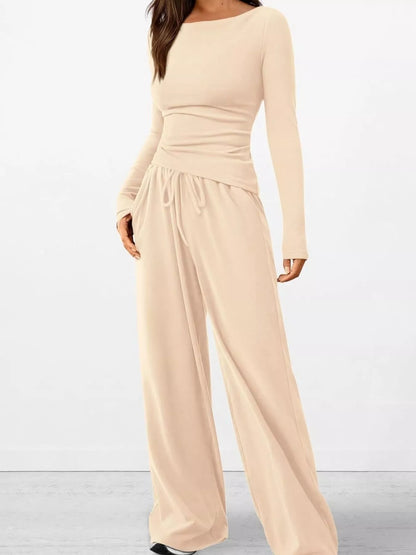 Hazel Blues® |  Long Sleeve Top and Wide Leg Pants Set