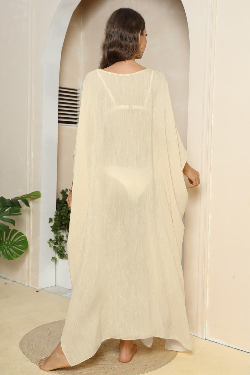 Hazel Blues® | V-Neck Three-Quarter Sleeve Cover-Up