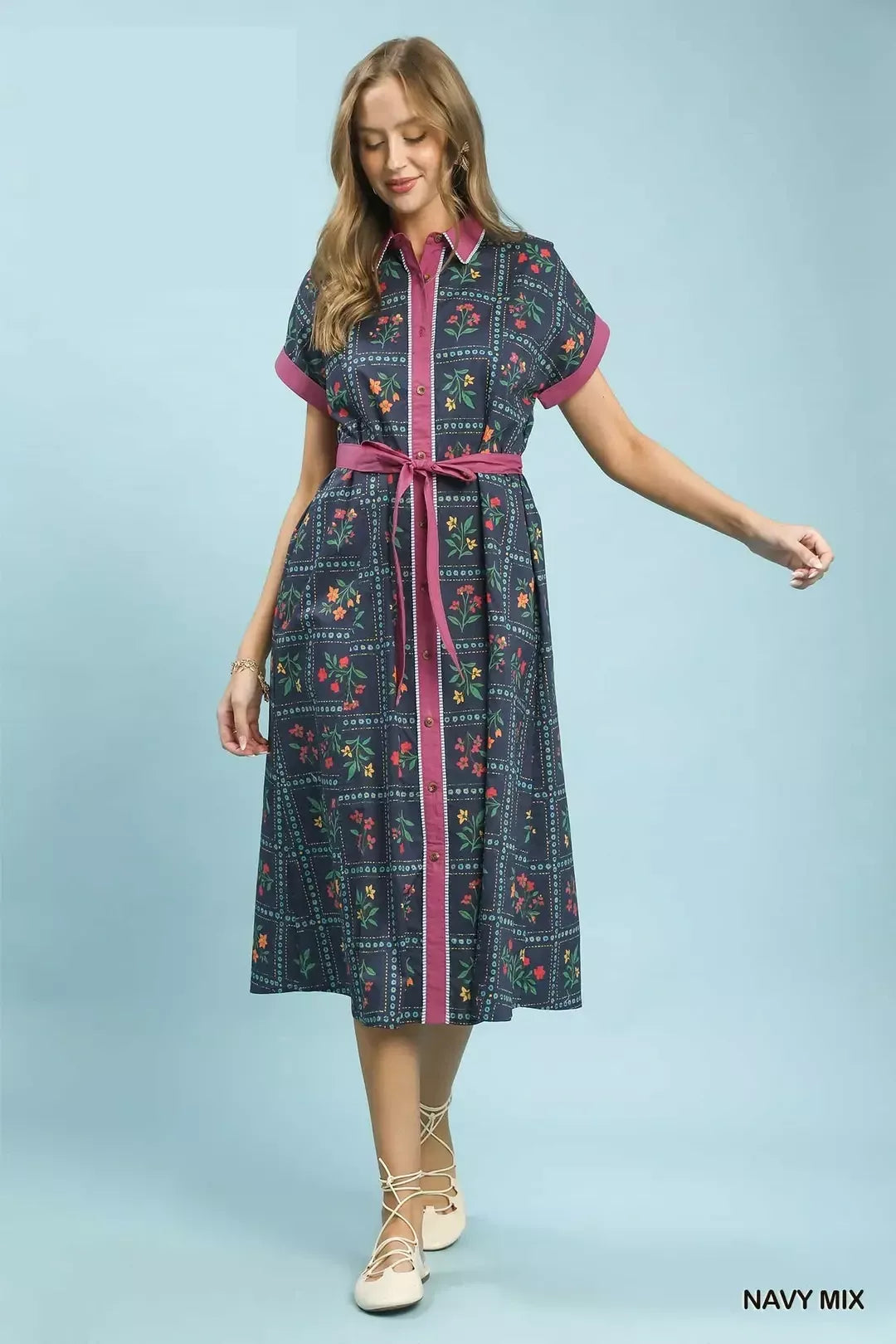 Hazel Blues® |  Umgee Mix Floral Button-Front Midi Dress