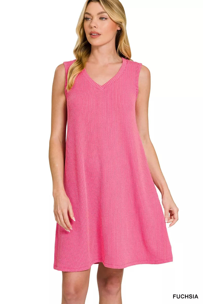 Hazel Blues® |  Zenana Raised Rib Sleeveless Mini Dress