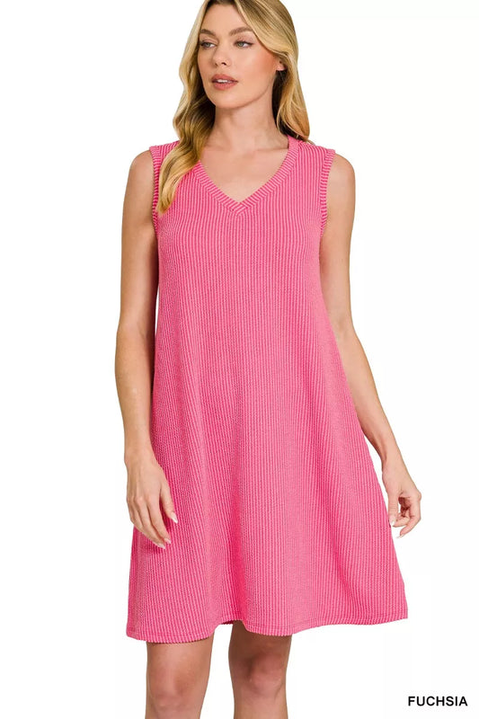 Hazel Blues® |  Zenana Raised Rib Sleeveless Mini Dress