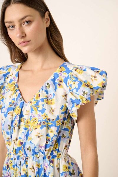 Hazel Blues® |  Mittoshop Floral V-Neck Cap Sleeve Mini Dress