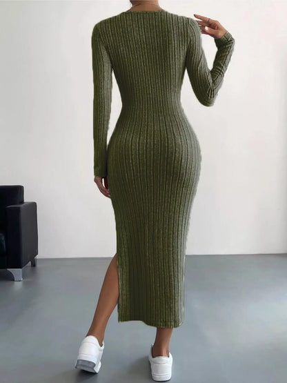 Hazel Blues® | Ribbed Knit Bodycon Midi Dress