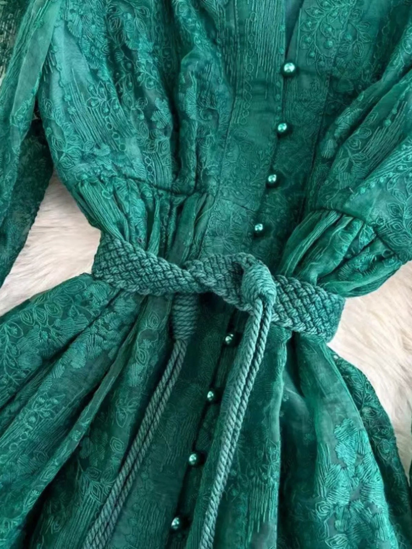 Hazel Blues® |  Lace Tie Waist Long Sleeve Dress
