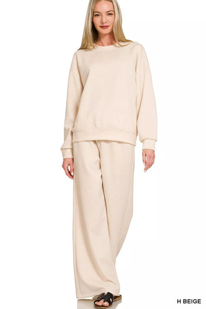 Hazel Blues® |  Zenana Scuba Crewneck Pullover and Pants Set