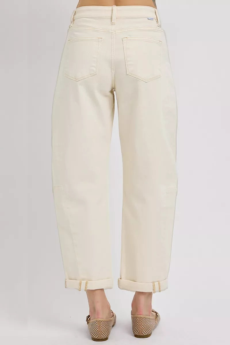 Hazel Blues® |  RISEN High Rise Relaxed Barrel Cuffed Jeans