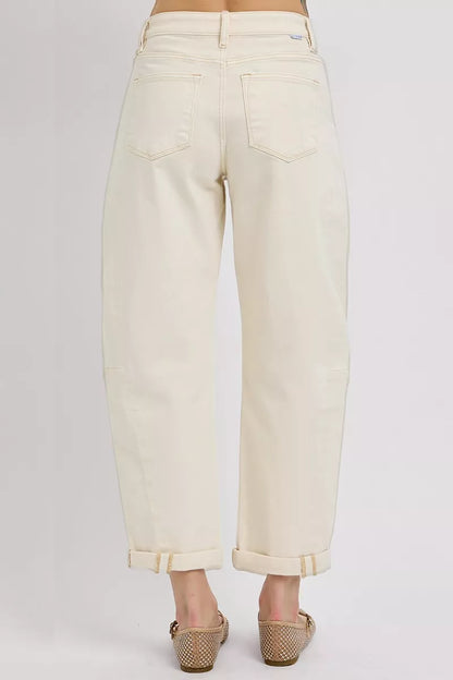 Hazel Blues® |  RISEN High Rise Relaxed Barrel Cuffed Jeans