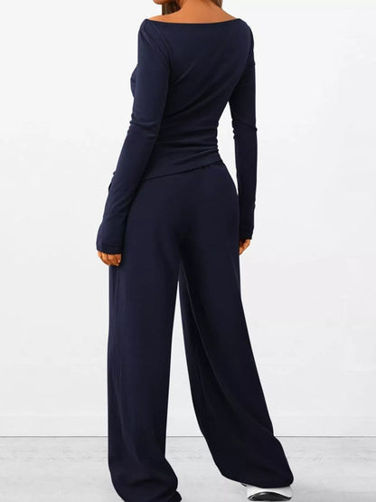 Hazel Blues® |  Long Sleeve Top and Wide Leg Pants Set