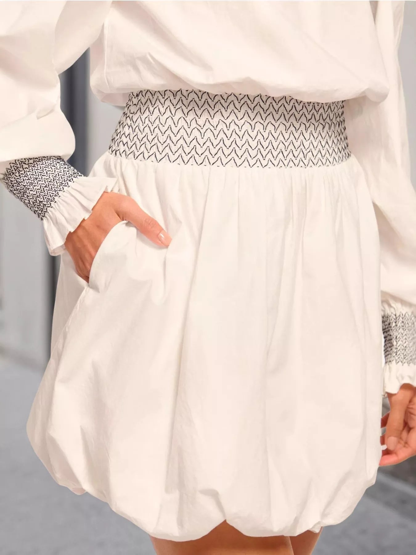 Hazel Blues® |  Off-Shoulder Bubble Hem Mini Dress