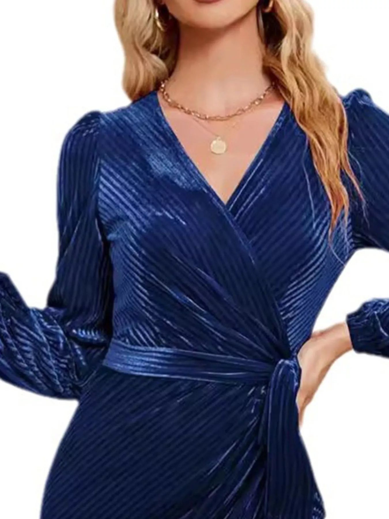 Hazel Blues® |  Surplice Long Sleeve Tie Waist Dress