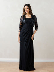 Eva Fashion 3531 Sequin Long  Formal Lace Bolero Evening  Dress