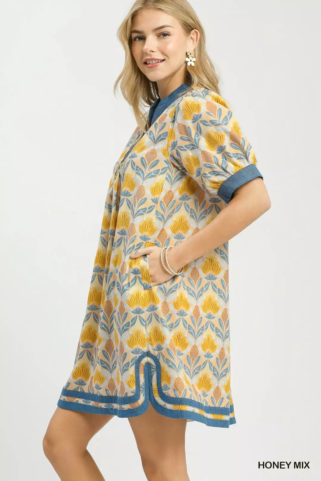 Hazel Blues® |  Umgee Mix Tile Print Mini Dress