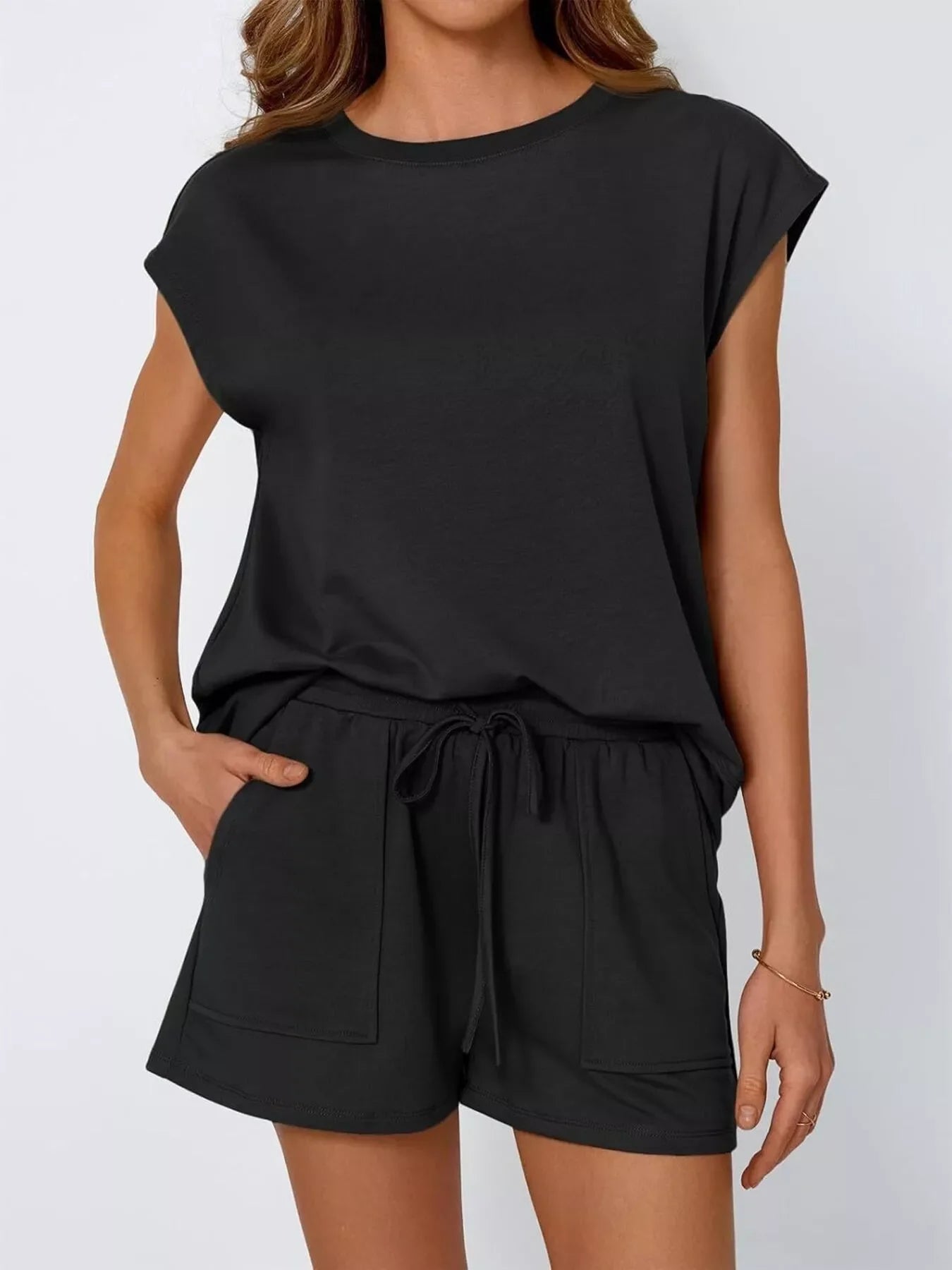 Hazel Blues® |  Casual Solid Color T-Shirt and Shorts Set