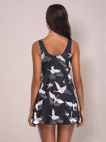 Hazel Blues® | Printed Slit Plunge One-Piece Swimwear