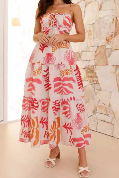 Hazel Blues® |  Cutout Printed Sleeveless Midi Cami Dress