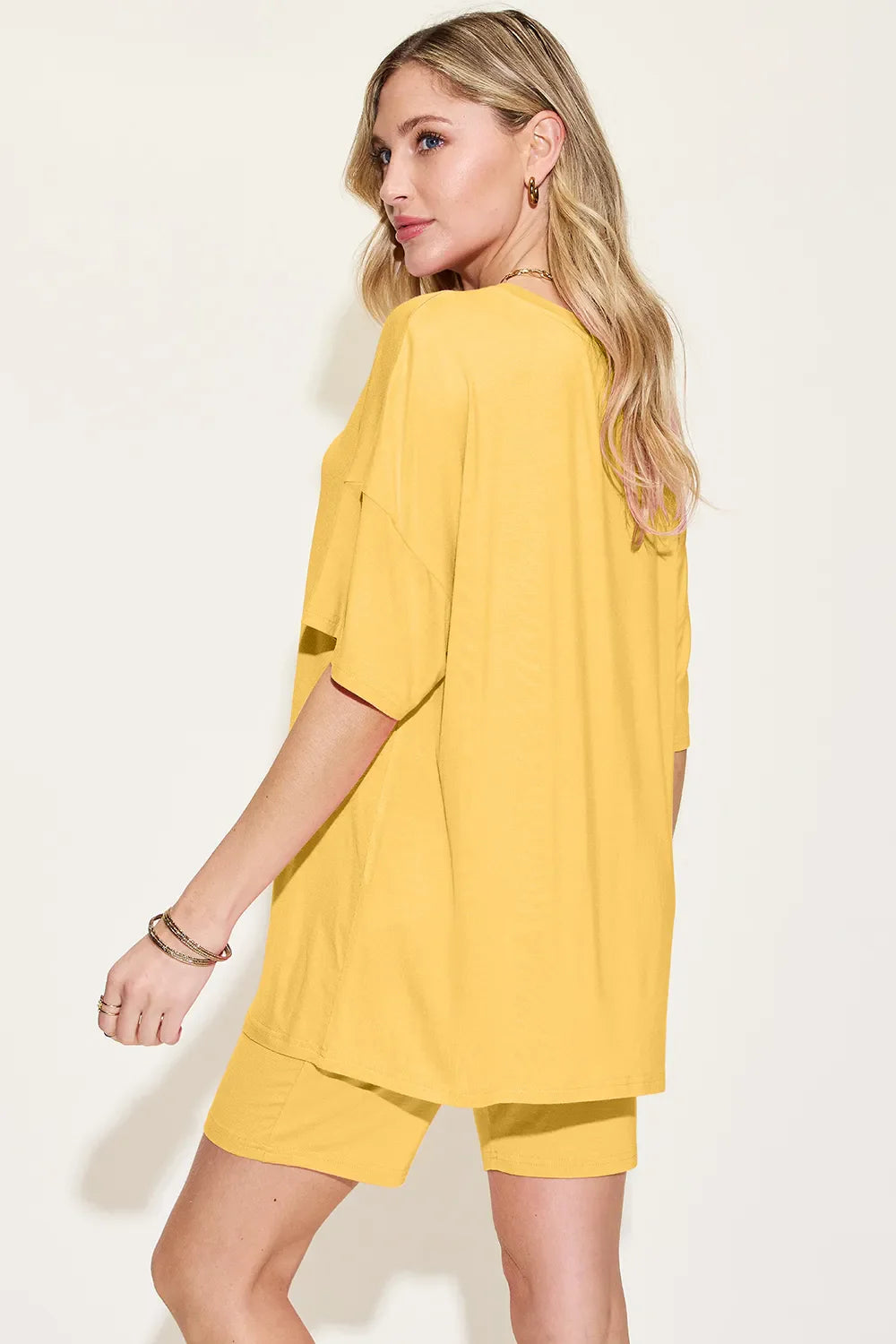 Hazel Blues® |  Basic Bae Bamboo V-Neck Drop Shoulder T-Shirt and Shorts Set