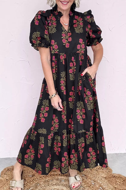 Hazel Blues® |  Floral Print Tiered Maxi Dress