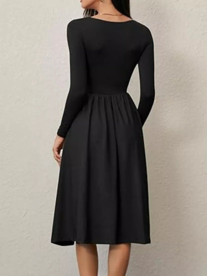 Hazel Blues® |  Square Neck Long Sleeve Midi Dress