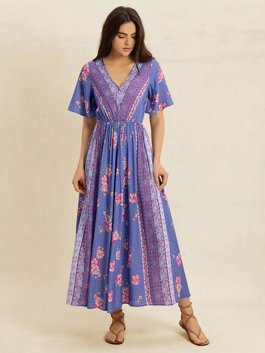 Hazel Blues® |  Printed Short Sleeve Midi Dress