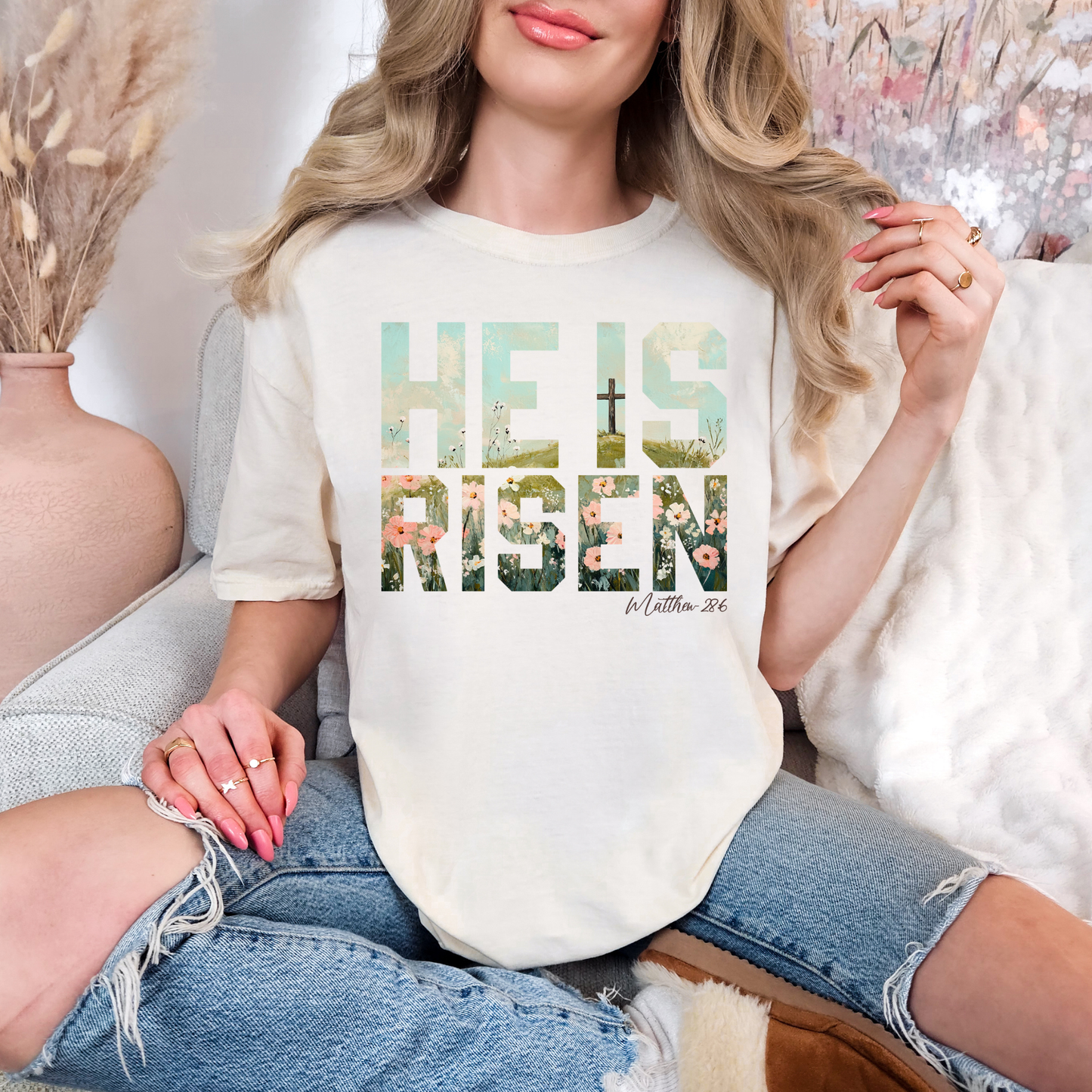 Hazel Blues® |  He Is Risen Floral Graphic Tee
