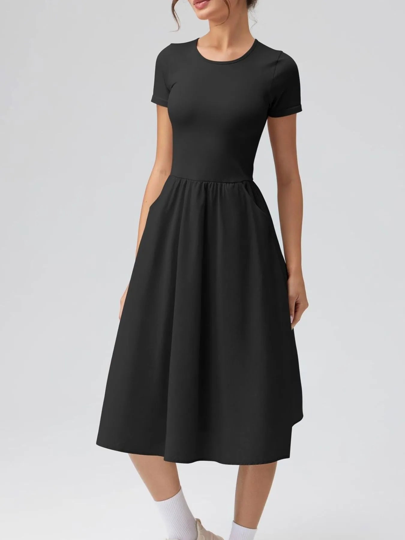 Hazel Blues® |  Round Neck Short Sleeve Dress