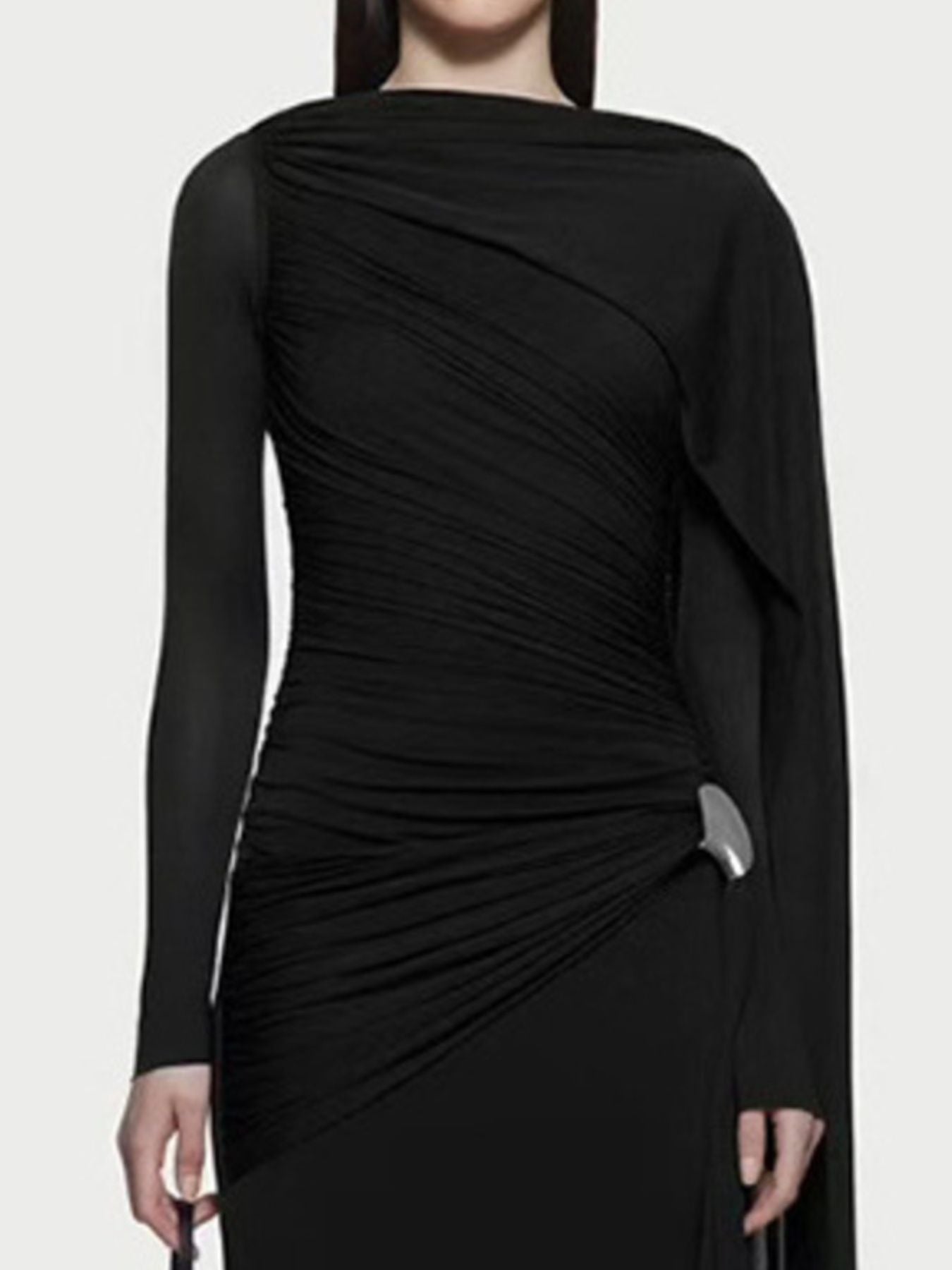 Hazel Blues® |  Ruched Draped Long Sleeve Maxi Dress