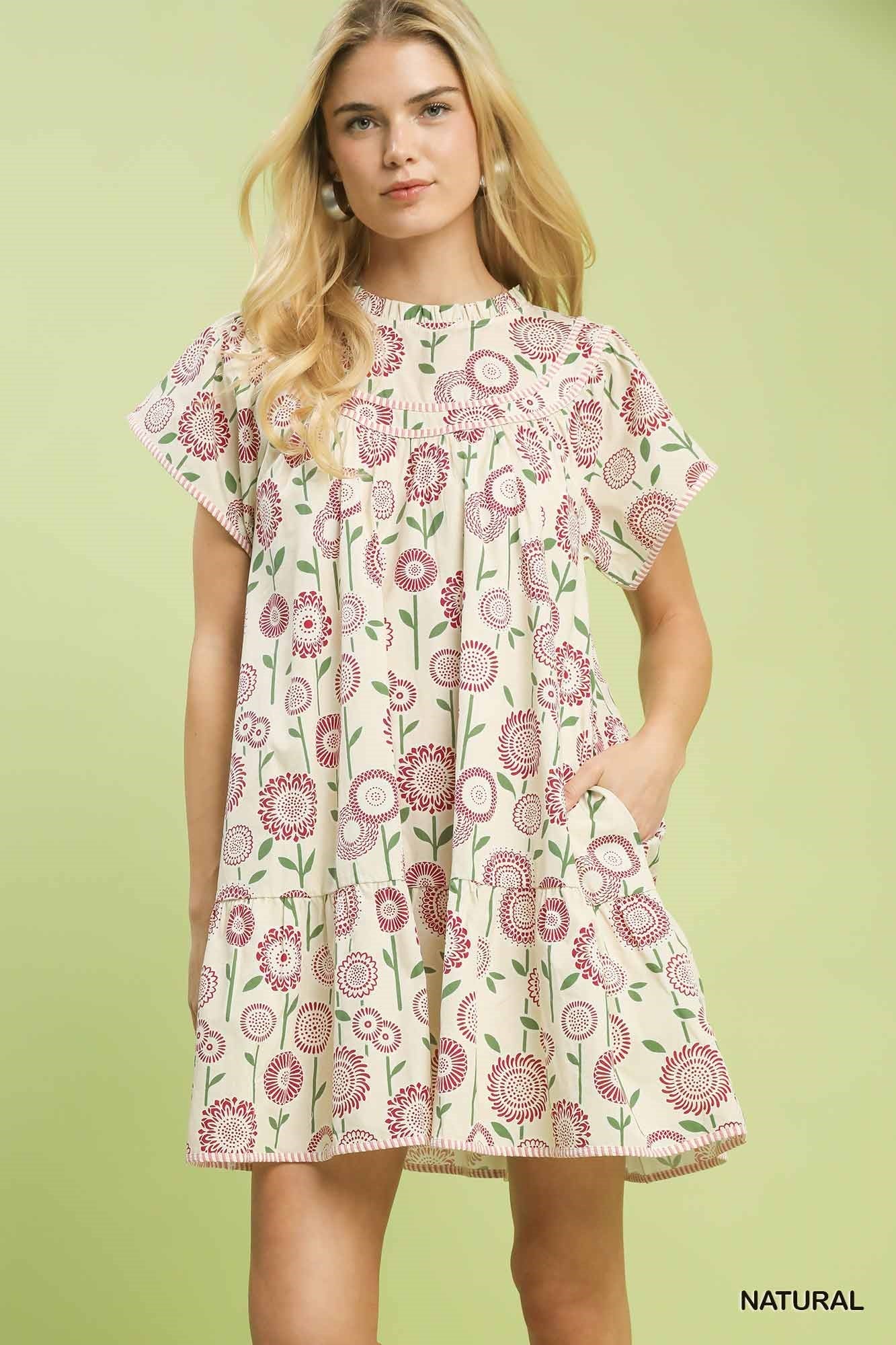 Hazel Blues® |  Umgee Floral Print Tiered Babydoll Dress