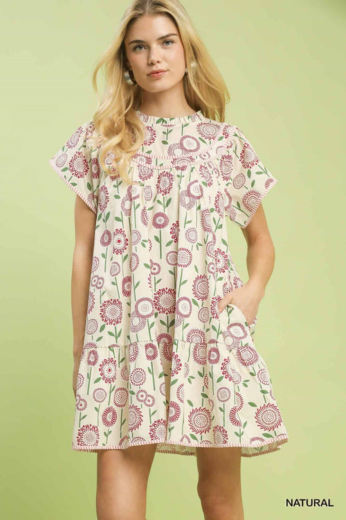 Hazel Blues® |  Umgee Floral Print Tiered Babydoll Dress