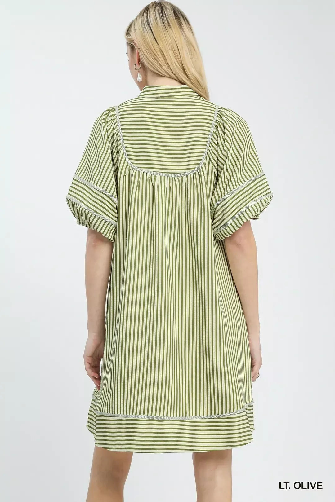 Hazel Blues® |  Umgee Striped Puff Sleeve Shift Dress