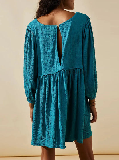 Hazel Blues® |  Cutout Textured Long Sleeve Mini Dress