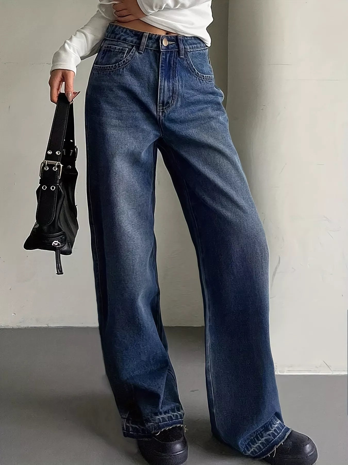 Hazel Blues® |  Wide Leg Vintage Wash Jeans