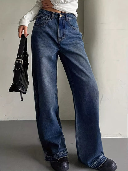 Hazel Blues® |  Wide Leg Vintage Wash Jeans
