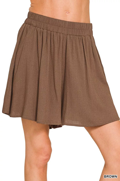 Hazel Blues® |  Zenana Woven Elastic Band Shorts With Pocket