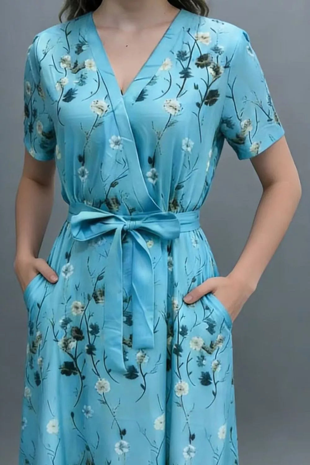 Hazel Blues® |  Floral Print Wrap Maxi Dress