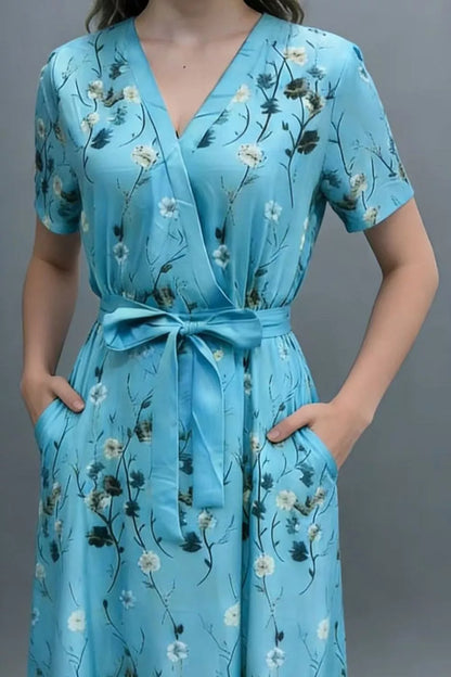 Hazel Blues® |  Floral Print Wrap Maxi Dress