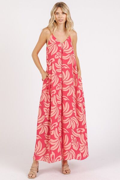 Hazel Blues® |  Mittoshop Printed V-Neck Maxi Cami Dress with Pockets