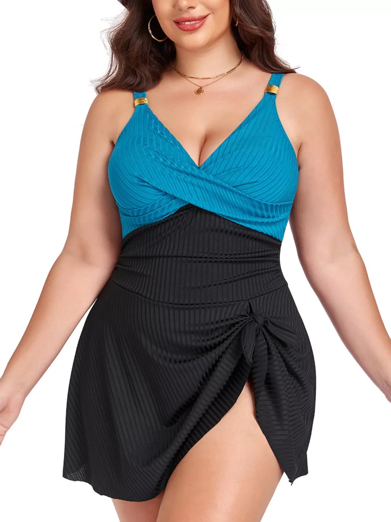 Hazel Blues® | Ruched One-Piece Swim Dress