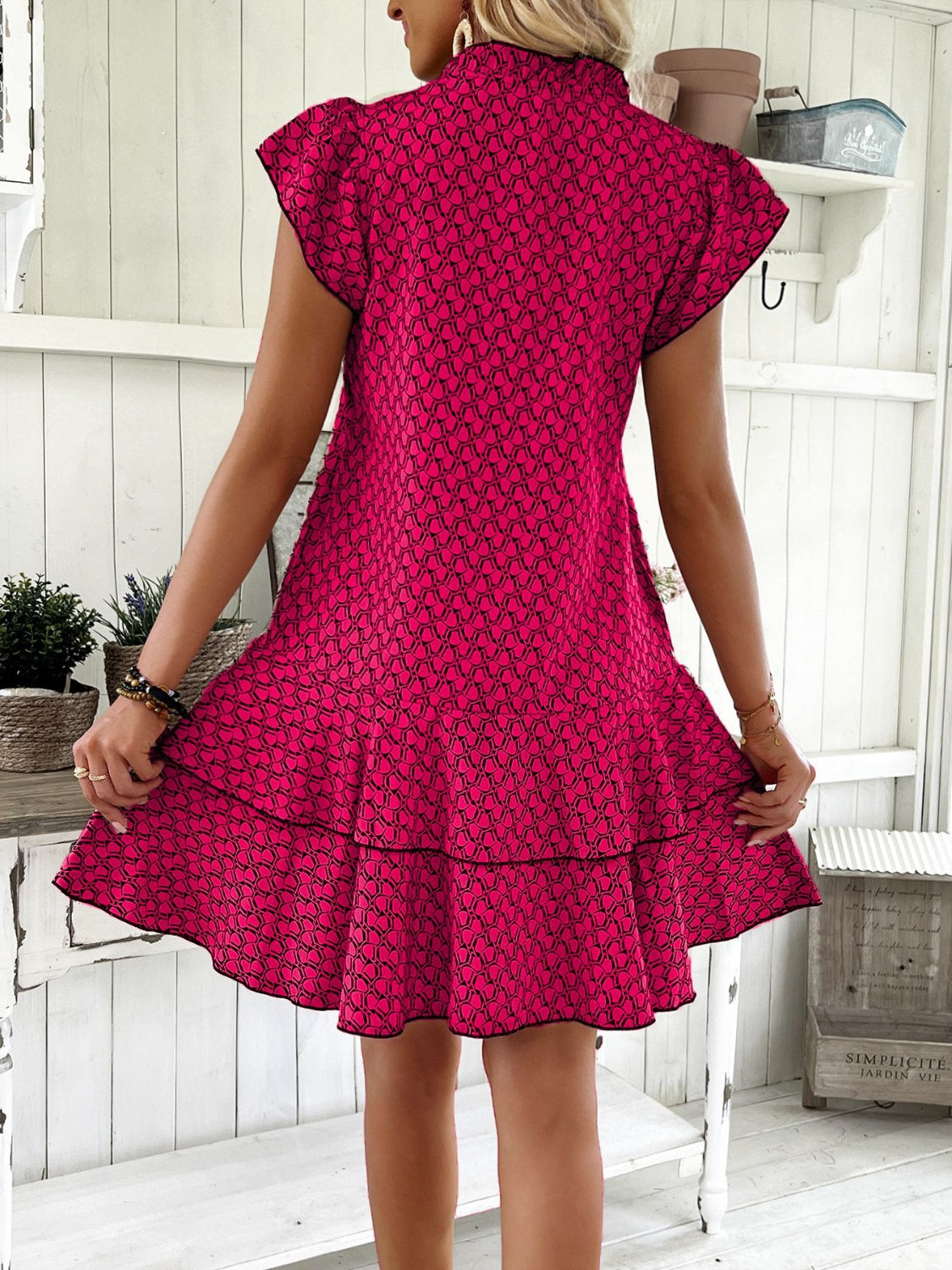 Hazel Blues® | Ruffled Layered Printed Mini Dress