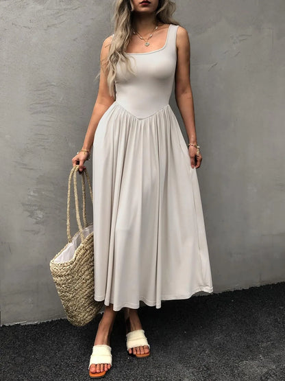 Hazel Blues® |  Sleeveless Midi Dress with Gathered Waist