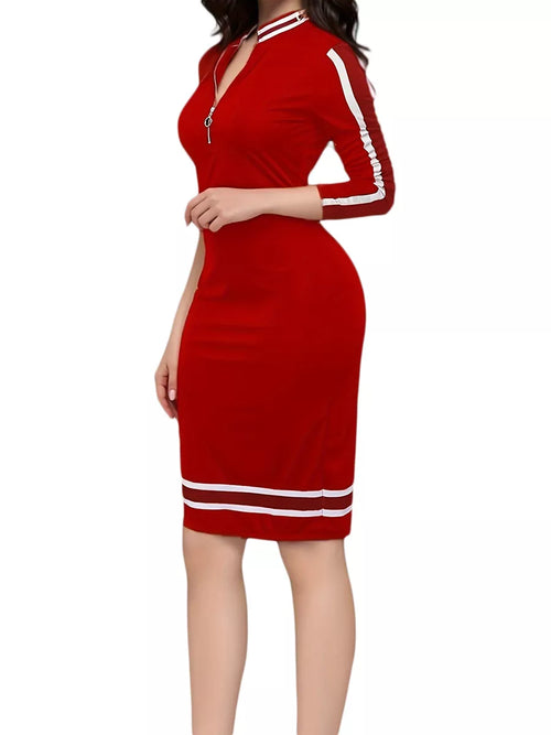 Hazel Blues® |  Striped Bodycon Long Sleeve Dress