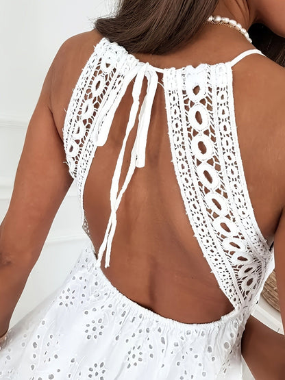 Hazel Blues® |  Eyelet Lace V-Neck Mini Dress