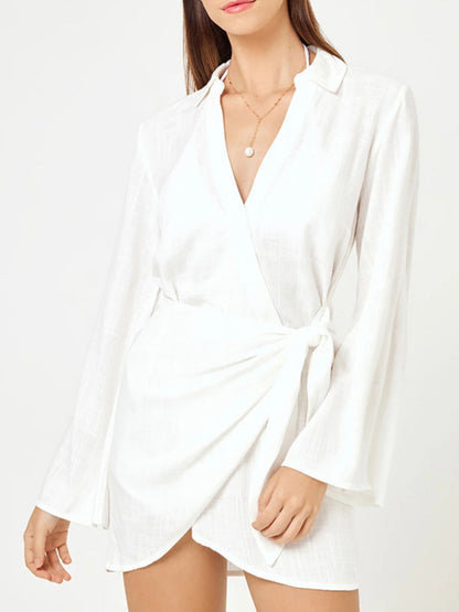 Hazel Blues® |  Tied Long Sleeve Cover Up Dress