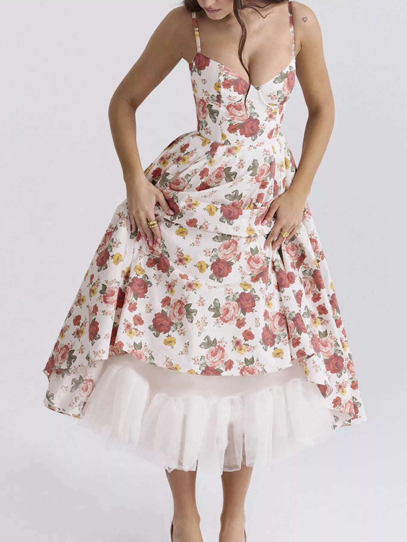Hazel Blues® |  Sweetheart Neck A-Line Midi Dress