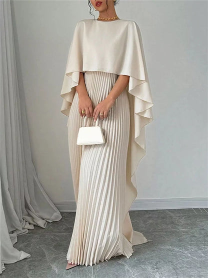 Hazel Blues® |  Cape Pleated Maxi Dress