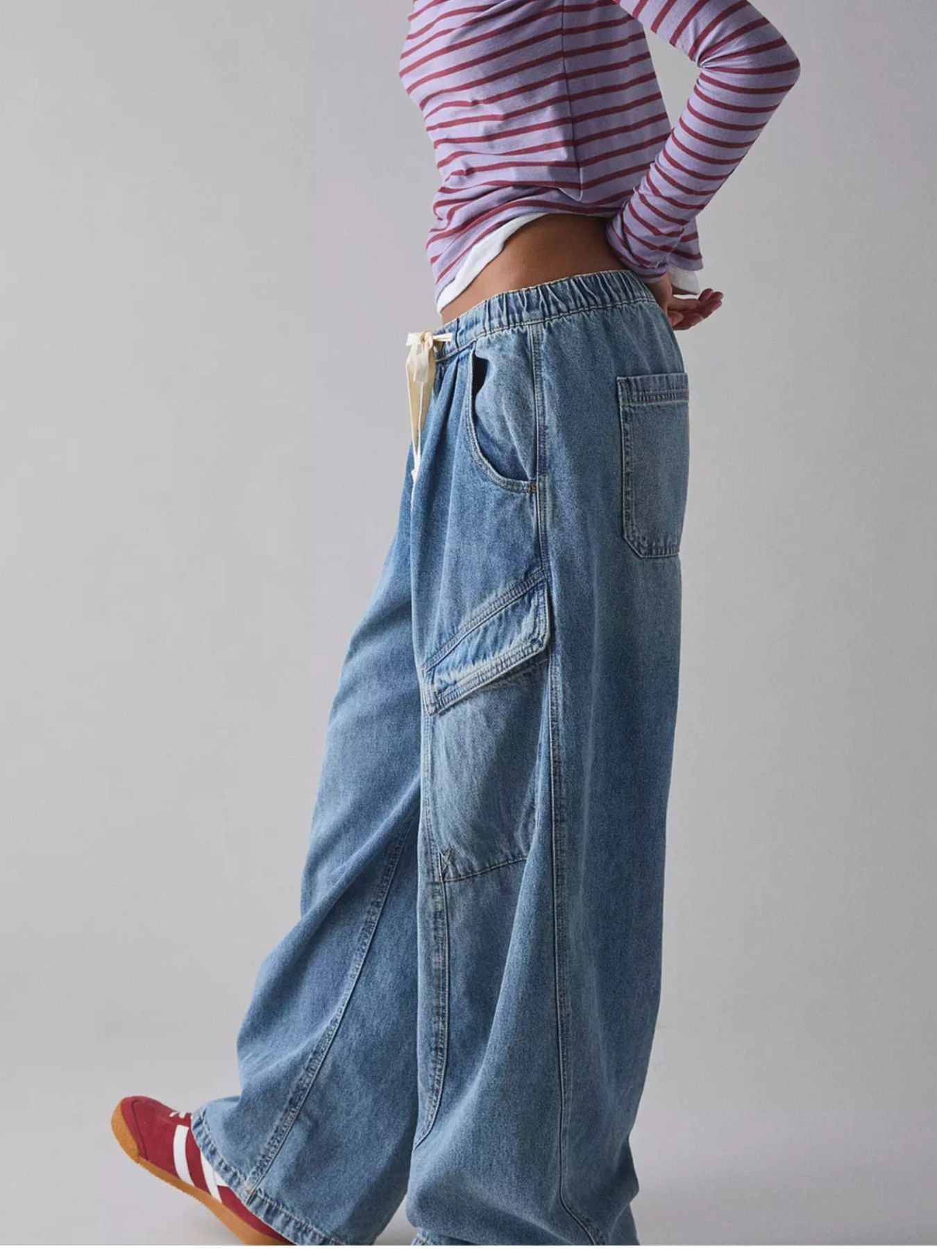 Hazel Blues® |  Drawstring Waist Cargo Jeans