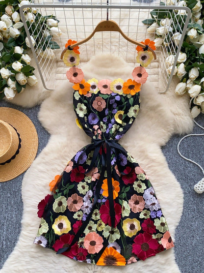 Hazel Blues® |  Floral Tie Waist Mini Dress